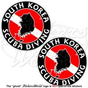 SOUTH KOREA SCUBA DIVING Flag-S.Korean Map Shape Circular Sticker, Decal 75mm x2