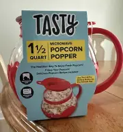 New Tasty Microwave Popcorn Popper 1 1/2 Quart Borosilicate Glass