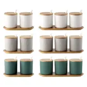 Porcelain Condiment Jar Container for Lid Ceramic Serving Spoon Sh