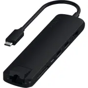 Satechi USB-C Slim Multiport with Ethernet Adapter, Black - ST-UCSMA3K