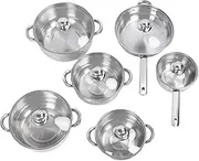 6 Pcs Stainless Steel Pots and Pans Set Even Heating Thickened Easy to Cookware Sets with Lids for Kitchen