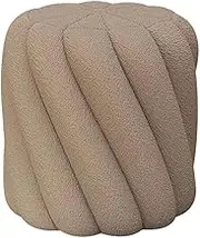 Foot Stool Footrest Pouf Modern Style Spiral Pattern Shape Ottoman, Fashionable Soft Makeup Stool, Bedroom Low Stool, No Installation Required(Coffee)
