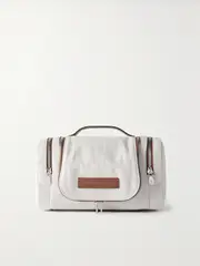 [Brunello Cucinelli] Brunello Cucinelli - Leather-trimmed Cotton And Linen-blend Canvas Cosmetics Case - White - One size One size White