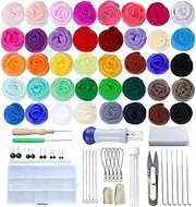 Needle Felting Starter Kit,Wool Roving 40 Colors Set,Needles Felt Tool Includes Keychain, Felted Foam Mat, and Other Tools for Animal Doll Beginner Supplies