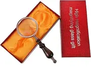 GARVALON 1Pc Classic Retro Handheld Magnifying Glass Reading Magnifier for Elderly for Books Coins Stamps and Nature Exploration Premium Handle with Optical Glass Lens