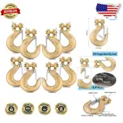 8 Pack Heavy Duty 5/16" Clevis Slip Hooks - 14,000Lbs Capacity & Secure Latch