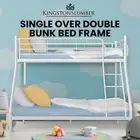 KINGSTON SLUMBER Single over Double Metal Bunk Bed Frame Kids Beds White