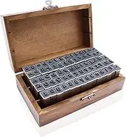 70Pcs Wooden Rubber Alphabet Letter Number Stamps,Wooden Rubber Number Letter,Stamper Seal Set Capital Upper Lower Case for DIY Craft Card Making Happy Planner Scrapbooking Supplies(Dark Wooden)