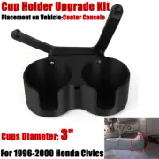 For 1996-2000 Honda Civics Double Cup Holder Upgrade Kit Center Console 3" Black