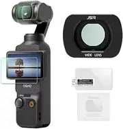 Magnetic Wide-Angle Lens Filter + Tempered Glass LCD Display Film for Osmo Pocket 3，Wide Angle Lens Filter Compatible with DJI Pocket 3 Accessories, Screen Protector（HD, 9H Hardness Screen Protector）