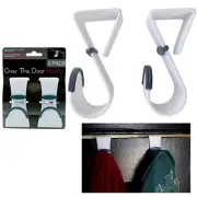 2 Over The Door Hooks Hangers Purse Bag Towels Coats Rack Space Saver