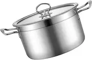 GREENADSCAPE 16cm Stainless Steel Congee Saucepan with Dual Handles Versatile Hot Pot for Home Cooking for Soups and Steaming Ideal for Induction Cooktops