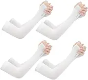 [Toyvian] 4 Pair Ice Silk Sunscreen Sleeves Uv Blocking Arm Covers Thumb Hole Cooling Sleeves for Men Women Outdoor Activities