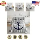 Lightweight Geometric Striped Comforter Set - Full Size Nautical Bedding Design