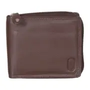 Club Rochelier Winston Leather Zip Billfold Wallet Brown (CRP3300-Brn)