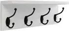 Wall Mounted Pine Wood Coat Rack with Shelf and 4 Heavy Duty Two-Prong Hooks for