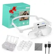 Magnifying Glasses with Lights,Rechargeable Hands Free Headband Magnifying