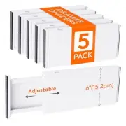 Pack Drawer Dividers Plastic 6" High, 13.-22" Adjustable Drawer Organizers 5