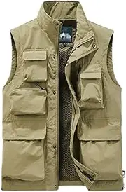 [Generic] Men's Outdoor Tactical Vest Multi Pocket Solid Color Fishing Photography Hiking Quick Drying Vest