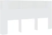 vidaXL Headboard Cabinet Indoor Home Organiser Bedroom Wall Bookcase Shelf Rack Bed Backboard Cabinet Storage Home Furniture White