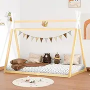 ALFORDSON Wooden Timber House Bed Frame Teepee Single, Solid Wood Bed Base Foundation Children's Mattress Base Platform, Taran Series Bedroom Furniture in Todd Color