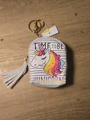 Claire's Girl's Unicorn Glitter Mini Backpack Coin Purse Keyring Striped