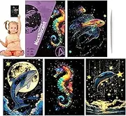 Art Scratch Paper, Scratch Paper - Handmade Glitter Scratchboard Art Set of 4 - A4 Size Painting Templates Drawing Craft Craft Accessories for Children, Teenagers and Adults