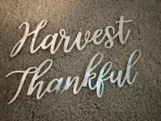 Galvanized Metal Words Fall Décor "Thankful Harvest" Wall Word Art TX