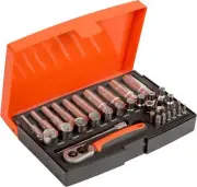 Bahco SL25L Socket and Mechanical Set, Metric 1/4 Inch Dynamic Drive, 37 Pieces