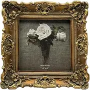 CISOO 4x4 Vintage Small Picture Frame, Antique Ornate Bronze Gold Square Photo Frame, for Table Top and Wall Display, Decorative Floral Design Retro Home Decor, Photo Gallery Art