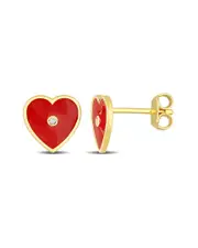 Rina Limor Gold Over Silver Sapphire Enamel Heart Earrings