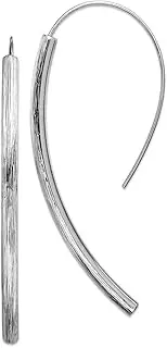 [JewelryWeb] 925 Sterling Silver Threader Polished and Textured Long Drop Dangle Earrings 62x28mm Wide-Dangle Earring for Women