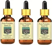 Devprayag Pure Pumpkin Seed Oil (Cucurbita pepo) with Glass Dropper Natural Therapeutic Grade Cold Pressed (Pack of three) 100ml X 3 (10 oz)