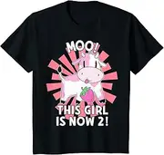 [X.Style] Kids Farm Themed 2nd Birthday Outfit for Toddler Girls Farm ds847 T-Shirt (L) Black