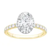Bevilles Hidden Halo Oval Solitaire Ring with 2.00ct of Laboratory Grown Diamonds in 18kt Yellow and