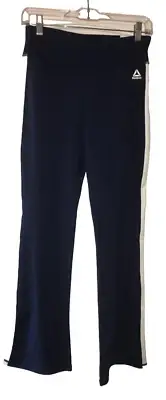 GIRLS NEW REEBOK XXL 18 FLARE LEGGINGS PANTS NAVY w/SIDE WHITE STRIPE NWT