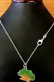 Disney 18" .925 Sterling Silver Necklace w/ " Tree of Life " Charm New