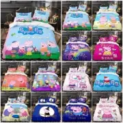 Peppa Pig Cartoon Duvet Quilt Cover Pillowcases Bedding Set Single Double Size
