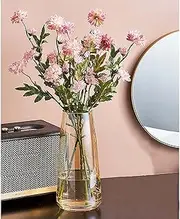 [Vzmiza] Premium Quality Large Amber Round Glass Vase 22 cm - Modern Rustic Style - Sturdy & Leak-Proof - Perfect for Home Decor & Flowers