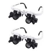 2Pcs Head-Mounted Microscope Jeweler Magnifier with LED Light 8X/15X/23X6172