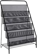 Magazine Rack Creative Newspaper Rack Office Foldable Storage Shelf Iron Magazine Rack Floor-Standing Brochure Display Stand Simple Bookshelf for Living Room for Information Display(Black)