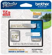 Genuine Brother P-Touch TZeMQ934 1/2" Gold on Satin Silver Tape TZMQ934