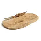Berard Olive Wood Cheese Board & Knife Set, 13-Inch x 7-Inch