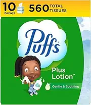 Puffs Plus Lotion Facial Tissues, 10 Cubes, 56 Tissues Per Box