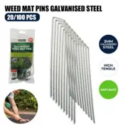 20/100x Lawn Anchor U Tent Pegs Weed Mat Fastening Turf Pins Grass Synthetic AU