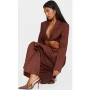 Chocolate PU Wide Fit Point Toe Heeled Sandals, Chocolate