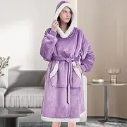 [Mbnvtxh] Oversized Blanket Hoodie Big and Warm Blanket Hoodie Sweatshirt with Hood Giant Pocket and Belt Cozy Plush Blanket for Men Women Both Indoors and Outdoors(Purple)