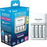 Panasonic eneloop SmartPlus Charger | for 1-4 AA/AAA Ni-MH Batteries, with 4 LED Indicators & 10 Safety Features Including 4 eneloop AA/Mignon Batteries, Improved Capacity of min. 2000 mAh (UK Plug)