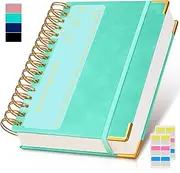 Spiral Notebook Journal 5.75” x 8.38”, 300 Pages Hardcover Leather Lined Journals for Women Men, A5 Small College Ruled Notebooks with 100 GSM Thick Paper, Spiral Journal for Writing Work School, Teal