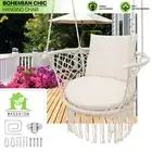 Round Macrame Hammock Chair Hanging Cotton Rope Garden Swing Tassel Cushion Seat